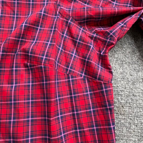Lands End Shirt Womens 26W Red Blue Plaid No Iron Supima Cotton Button-Down - Picture 8 of 13